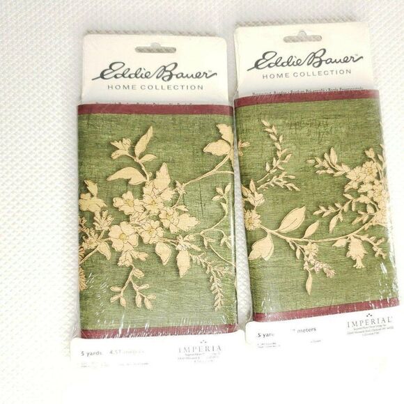 Imperial Home Wallpaper Border Eddie Bauer Green Burgundy Maroon 10 Yards New - Picture 2 of 4